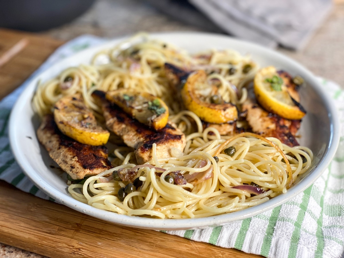 sous vide chicken and lemon pasta dish recipe