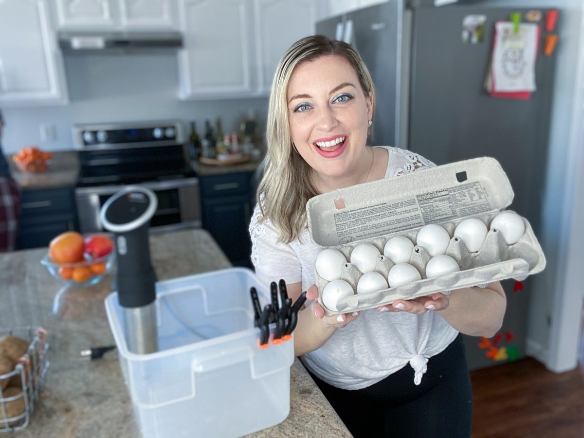 Jenna Passaro Sous Vide Eggs setup with anova sous vide machine