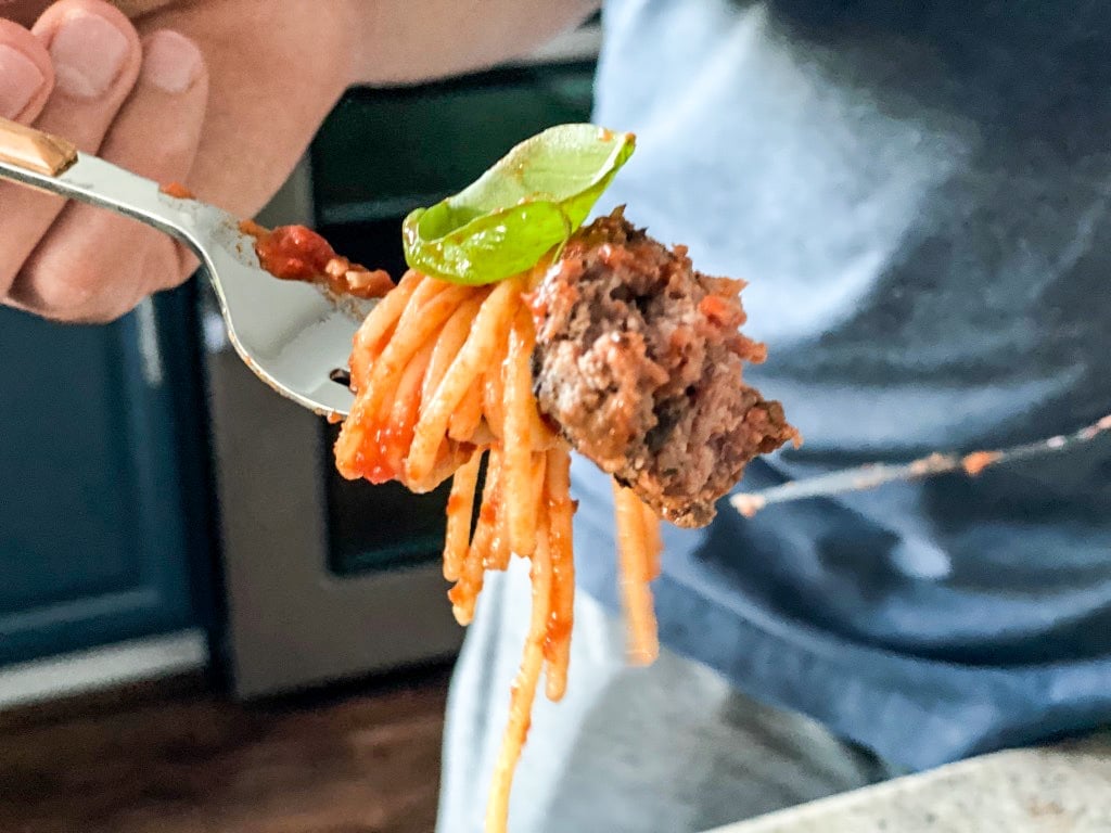 perfectly cooked sous vide beef meatball