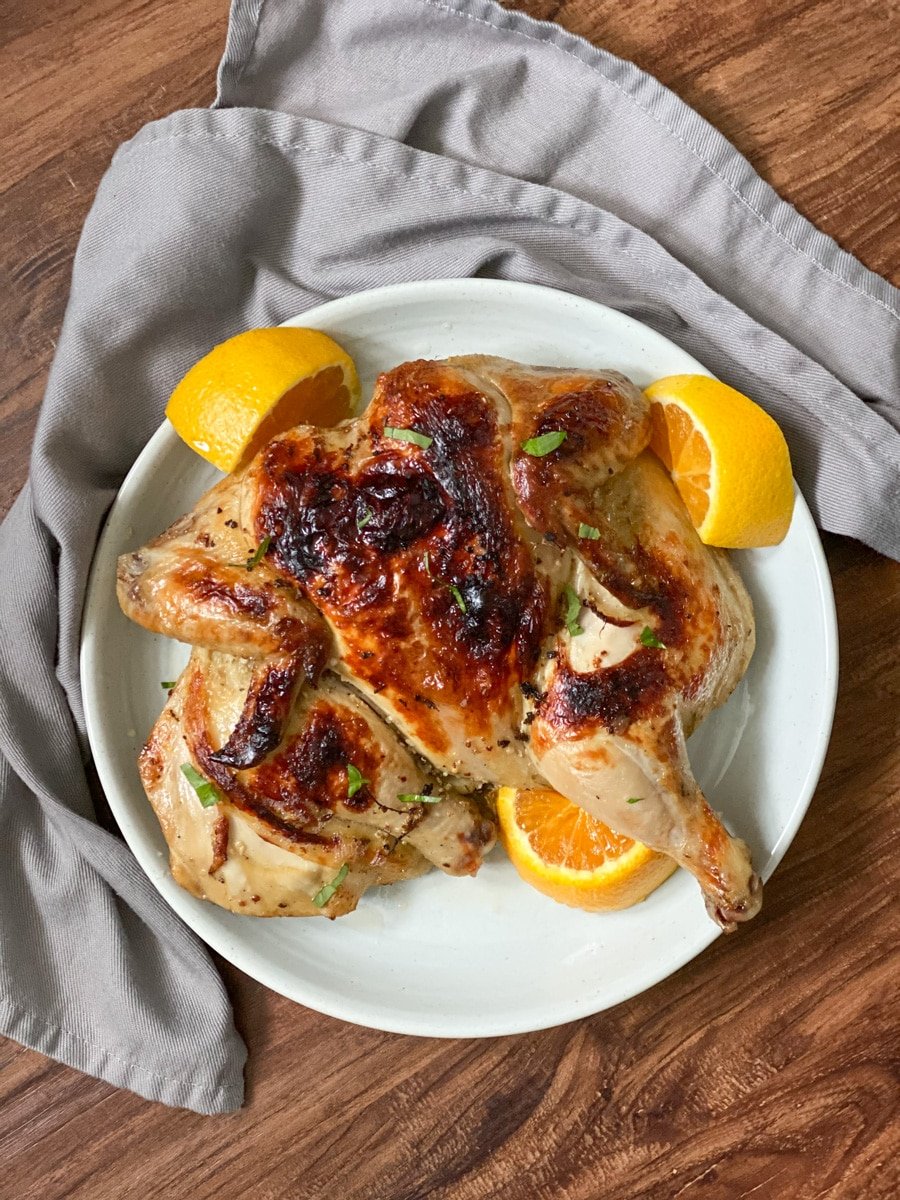 plated sous vide roast chicken