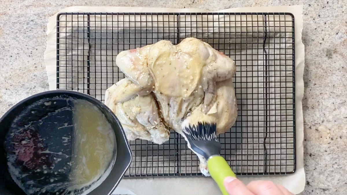 adding butter to sous vide chicken