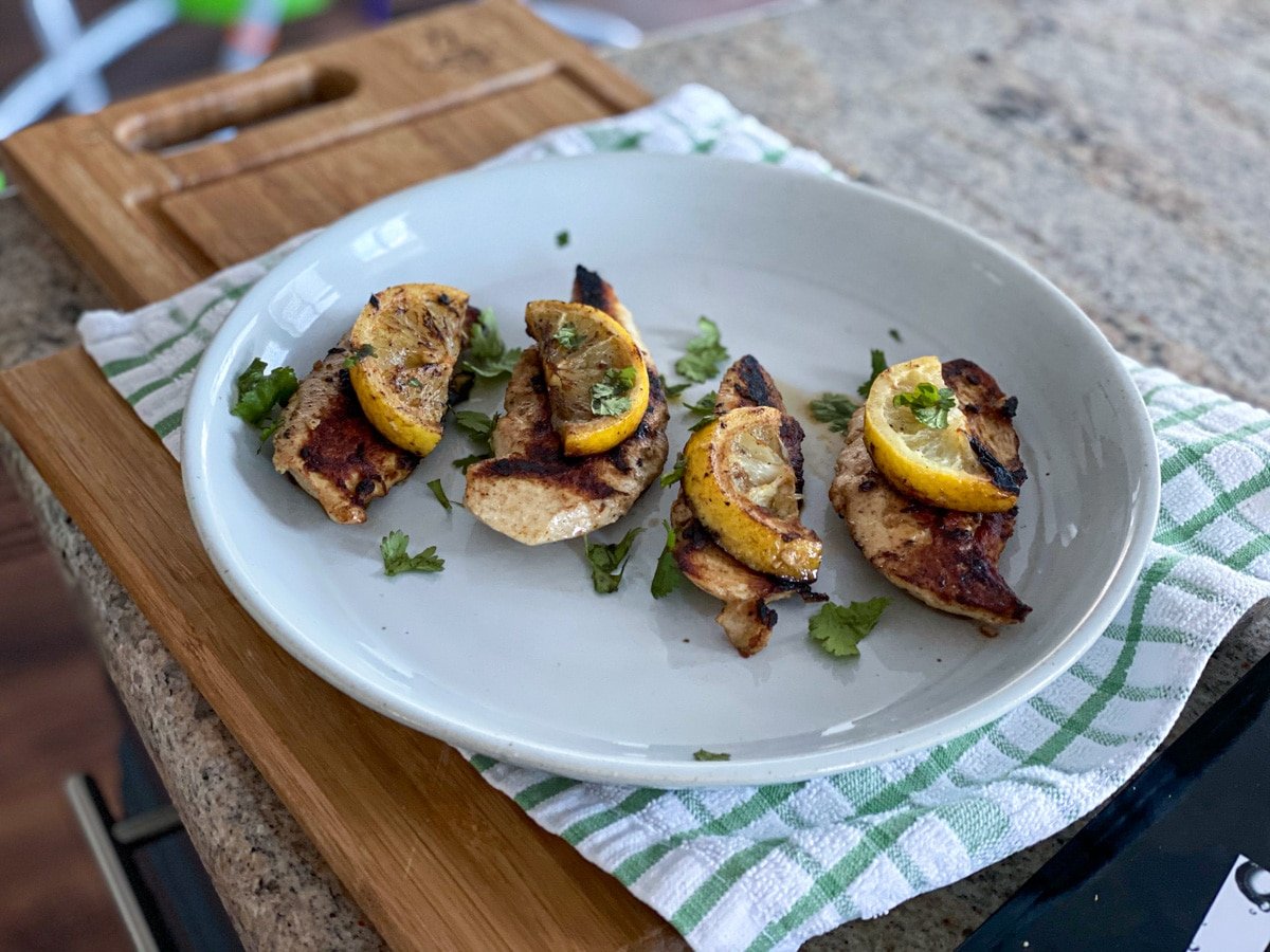 lemon sous vide chicken marinated with herbs