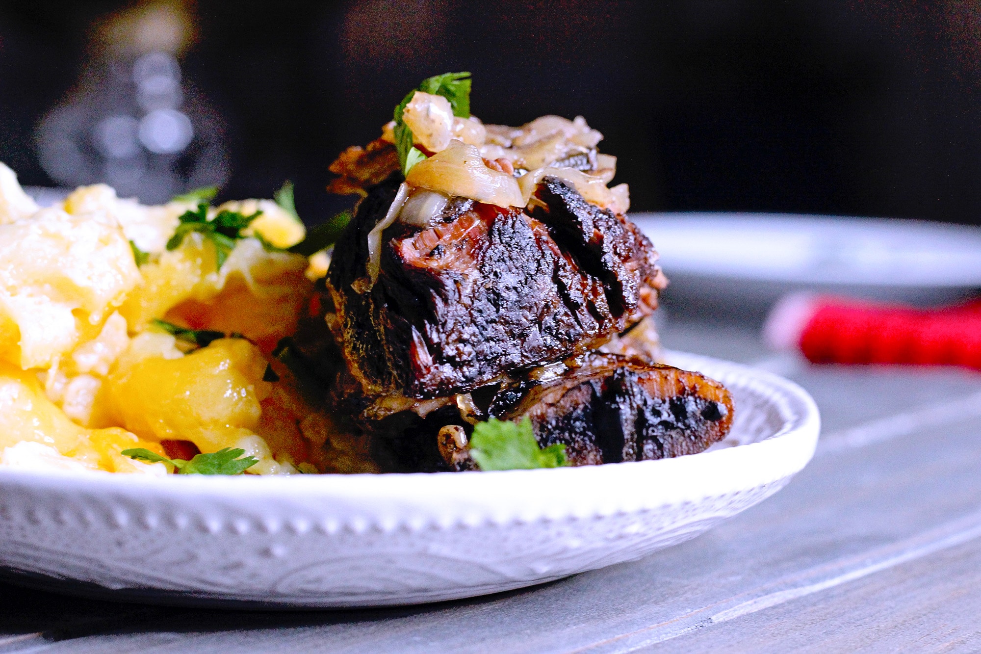 braised sous vide short ribs on a plate