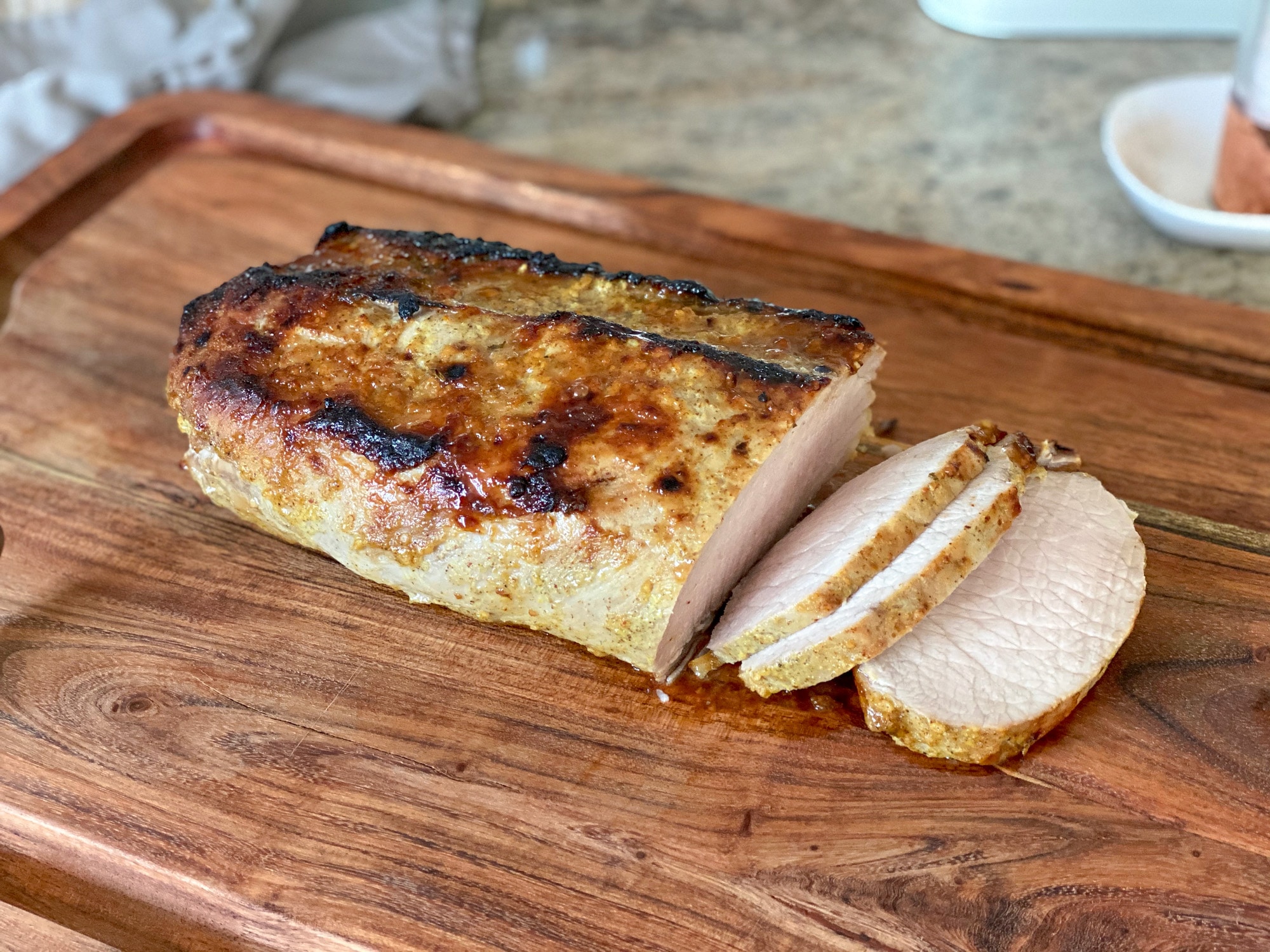 sous vide pork loin roast on a cutting board