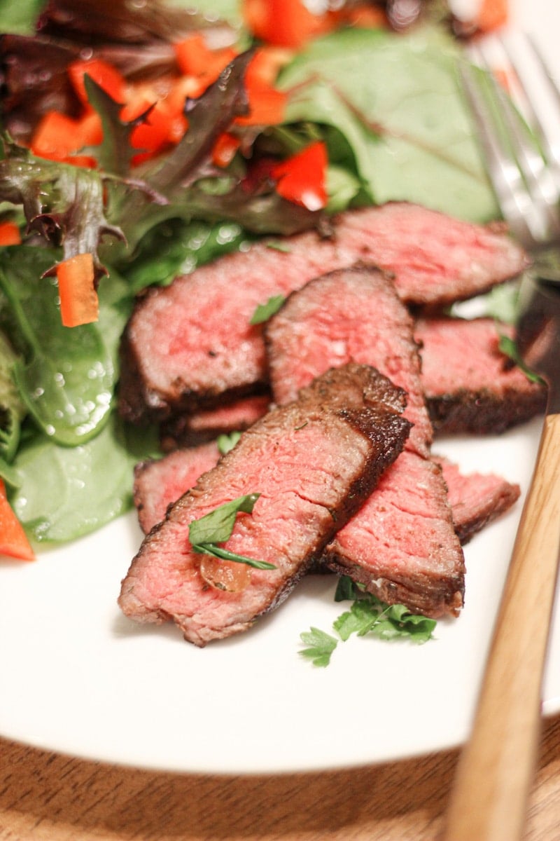 Sous Vide Top Sirloin Steak with salad