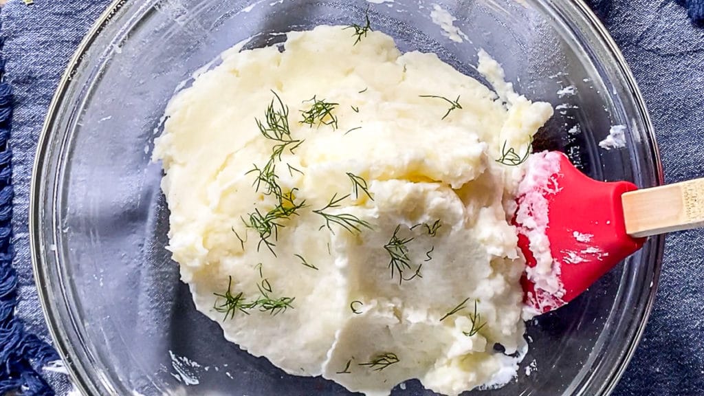 mashed potatoes with dill herbs from the aerogarden