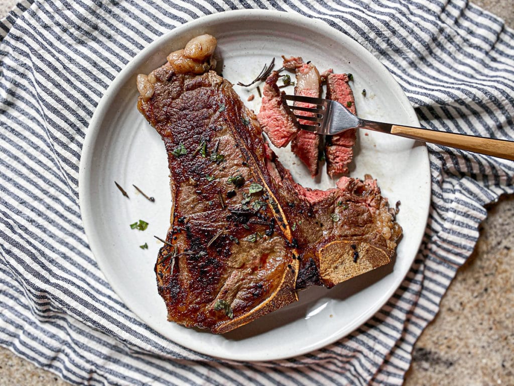 fresh herbs with sous vide steak