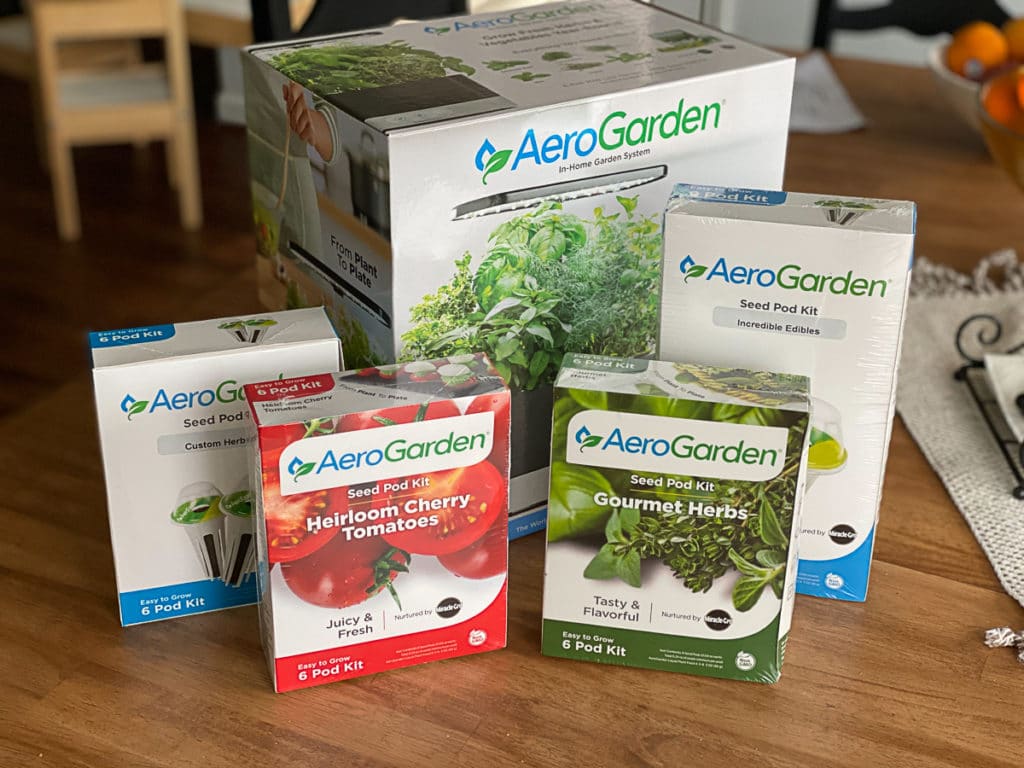 aerogarden harvest accessories and starter kit in box