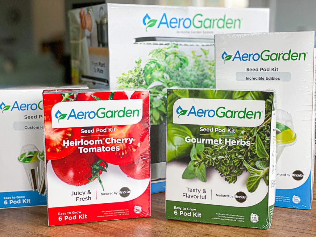 aerogarden seed kits and tomato kits and harvest aerogarden in box