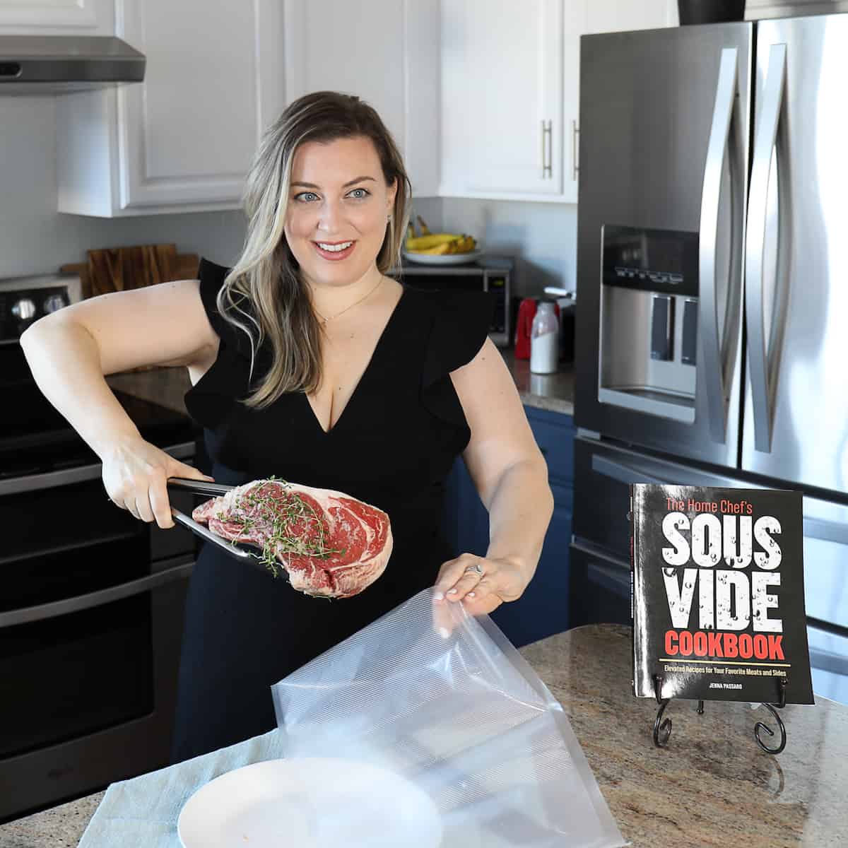 jenna passaro with steak and the home chef's sous vide cookbook