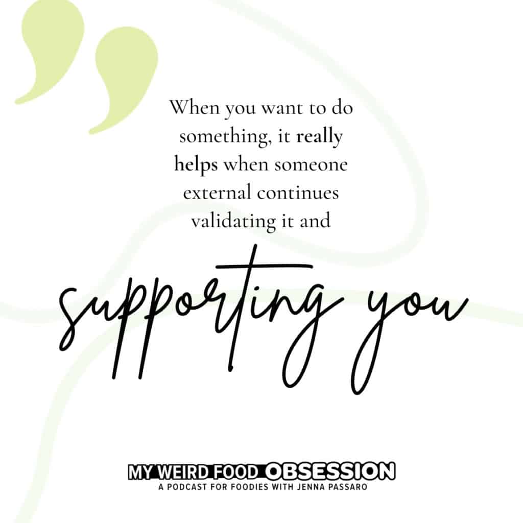 inspirational quote about getting support with food podcast logo