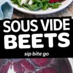 collage of sous vide beets with text overlay