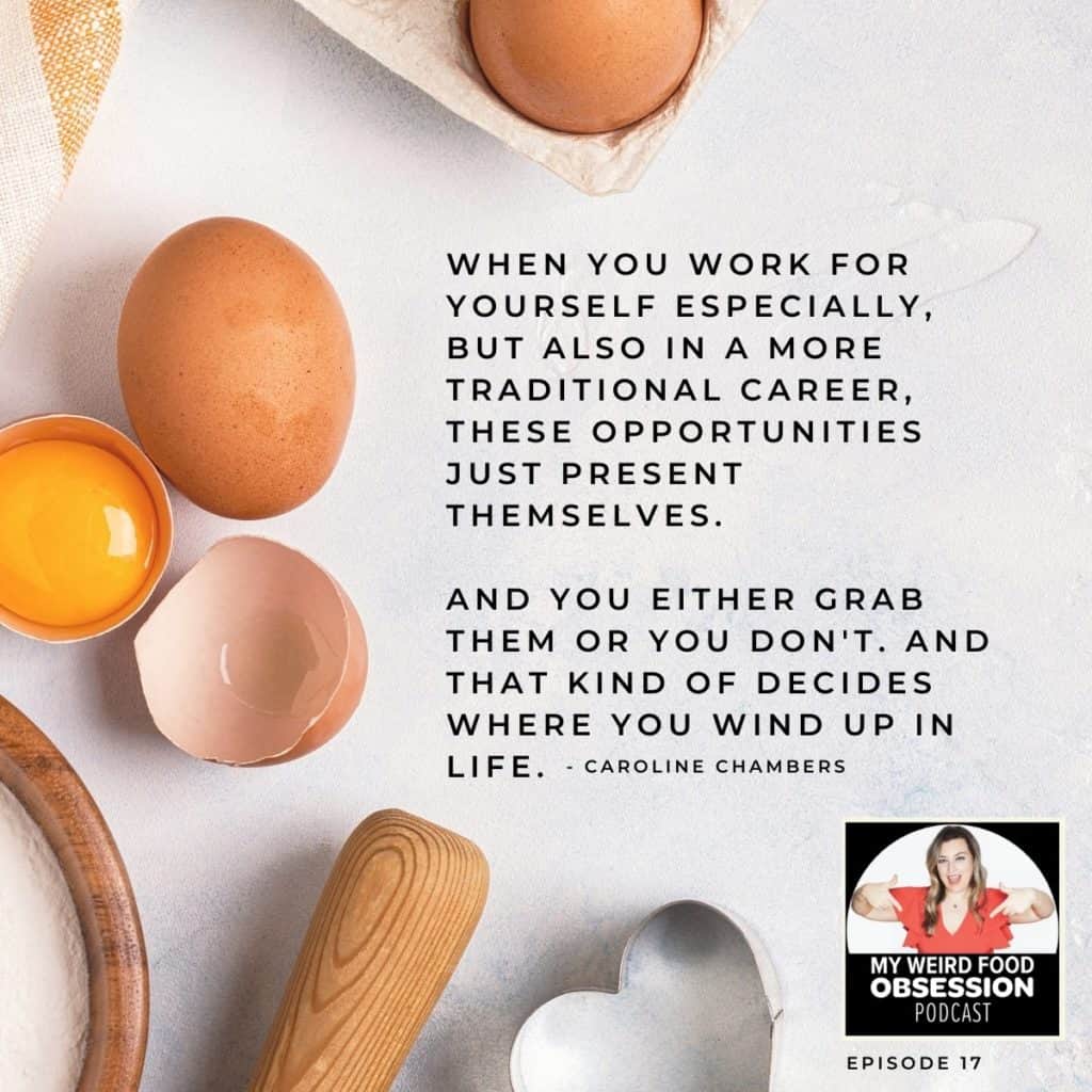 quote with eggs, both whole and cracked, and podcast logo in the corner