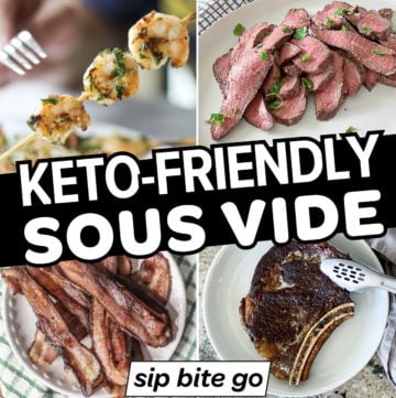 Collage Of Seafood and Protein Keto Sous Vide Recipes With Text