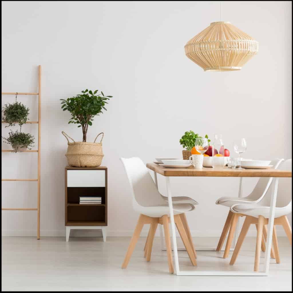 clean minimalist dining room set up