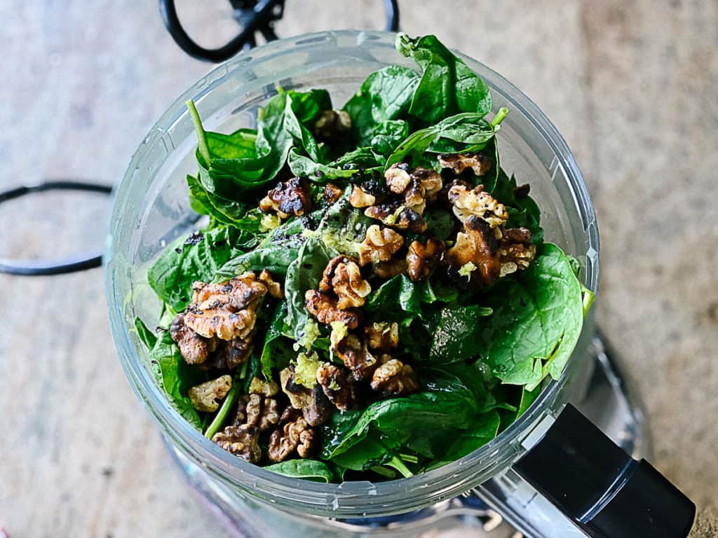 Top shot of spinach recipe.