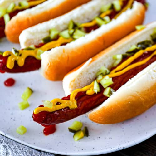 Air Fryer Hot Dogs with Sweet Pepper Relish – Erica's Recipes