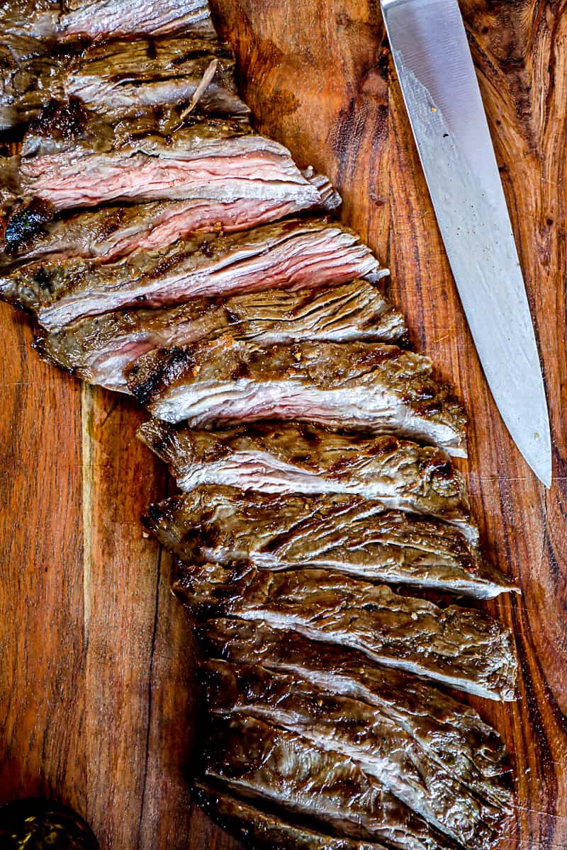 Example of Skirt Steak Marinated then seared in a cast iron skillet