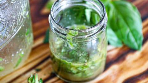 Honey Lemon Basil Dressing Salad Vinaigrette Homemade In A Jar.
