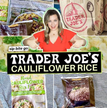 Trader Joe's Cauliflower Rice Photos collage with text overlay.
