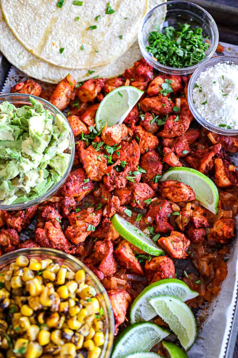 Sheet Pan Chicken Al Pastor Tacos - Sip Bite Go