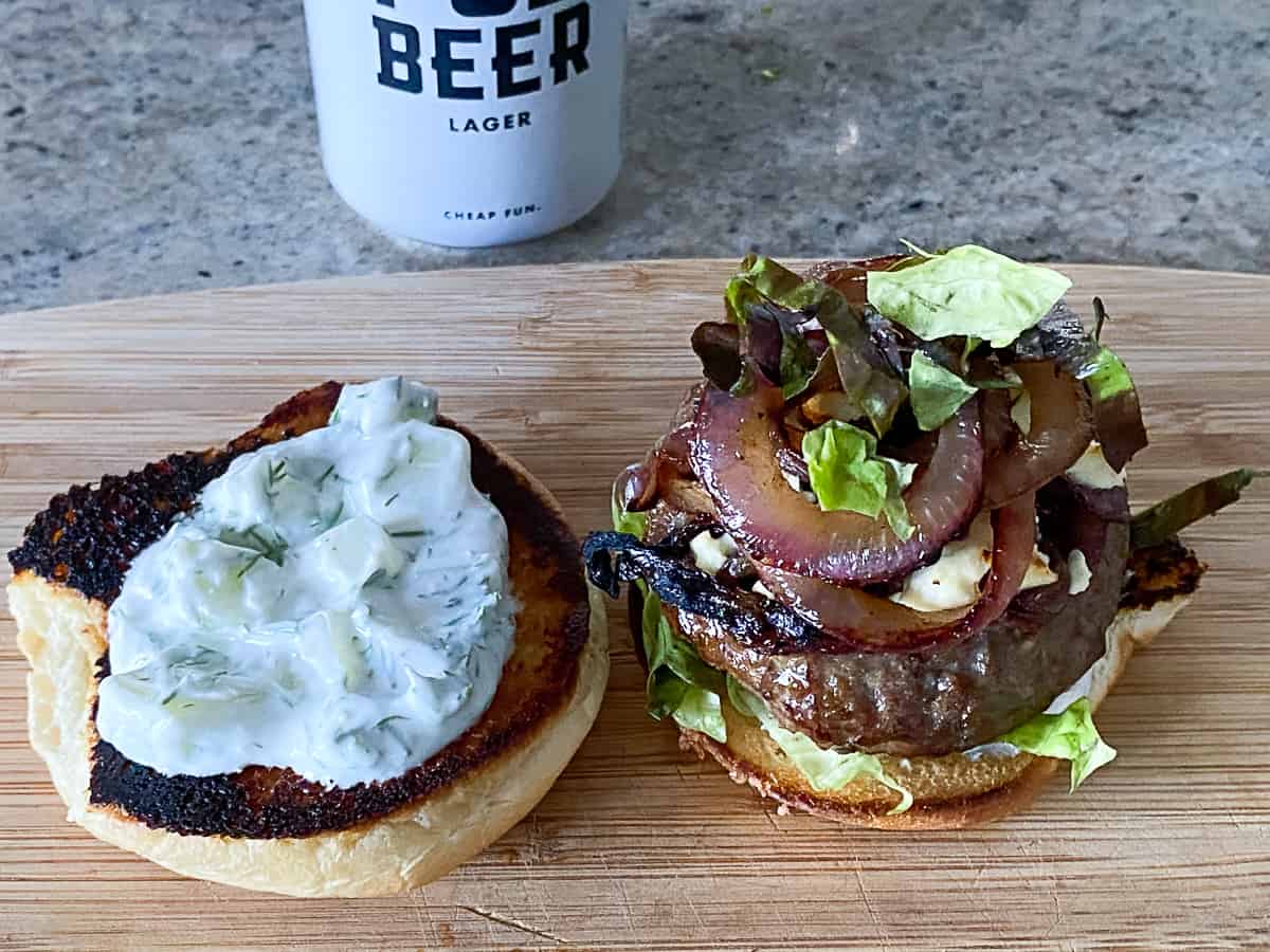 Burgers with tzatziki sauce