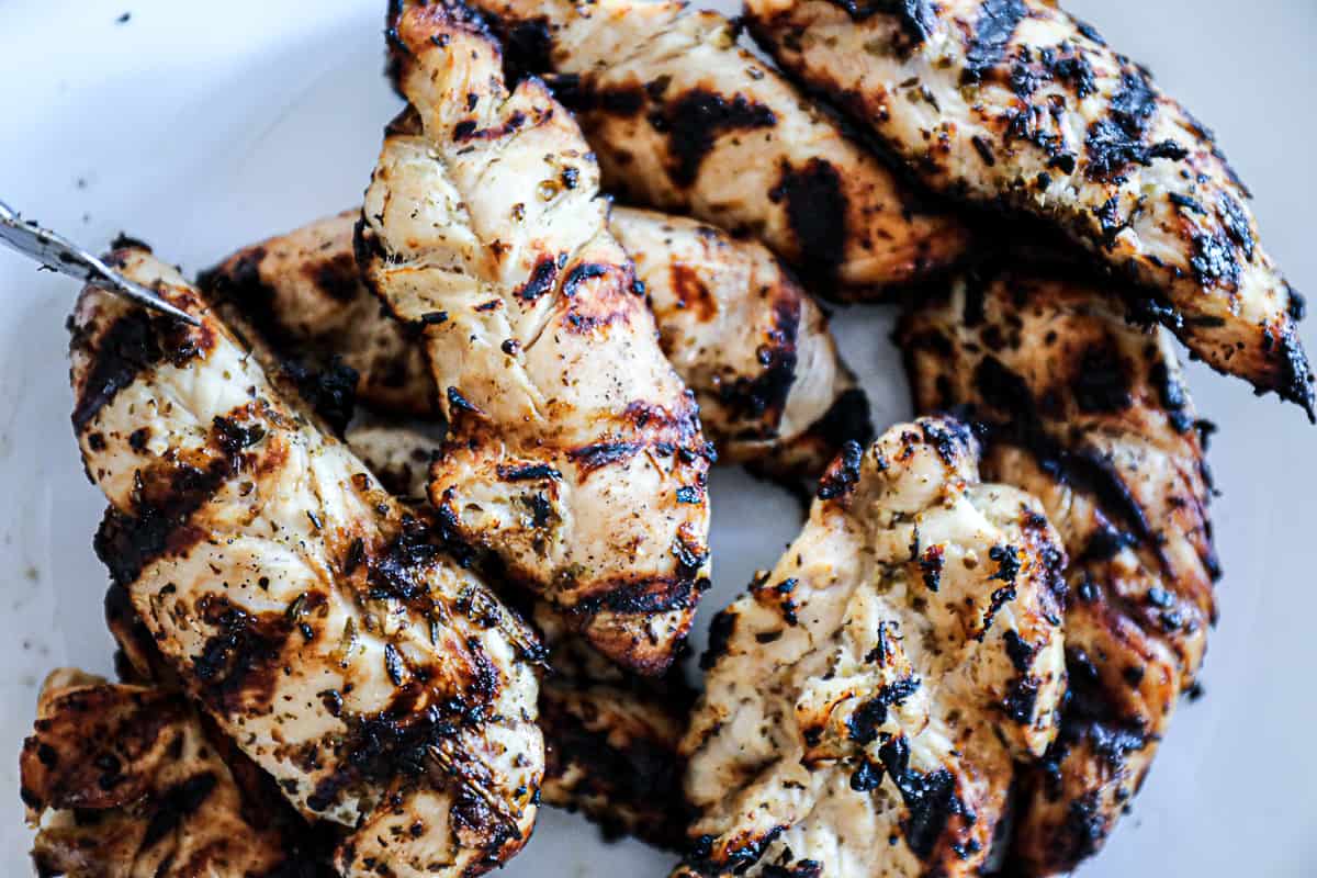 Grilled chicken on a plate.