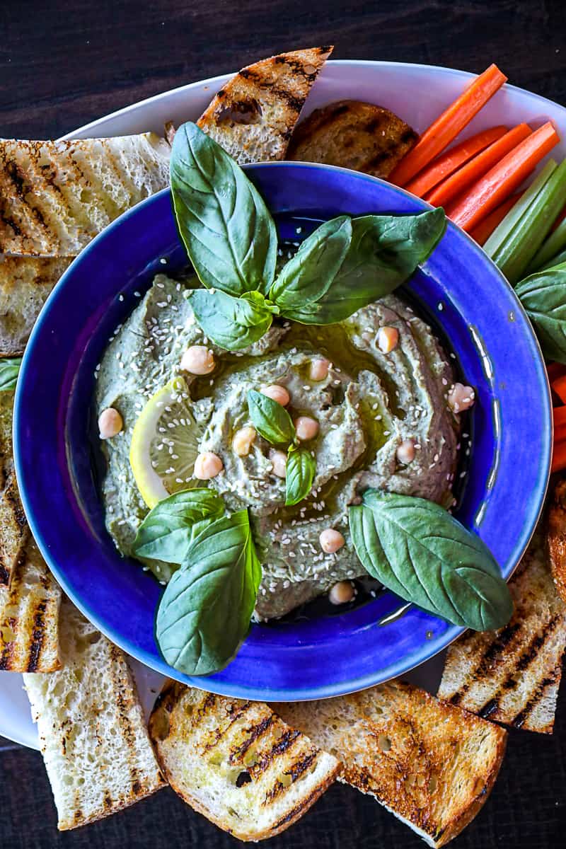 Hummus platter idea with vegetables and toast