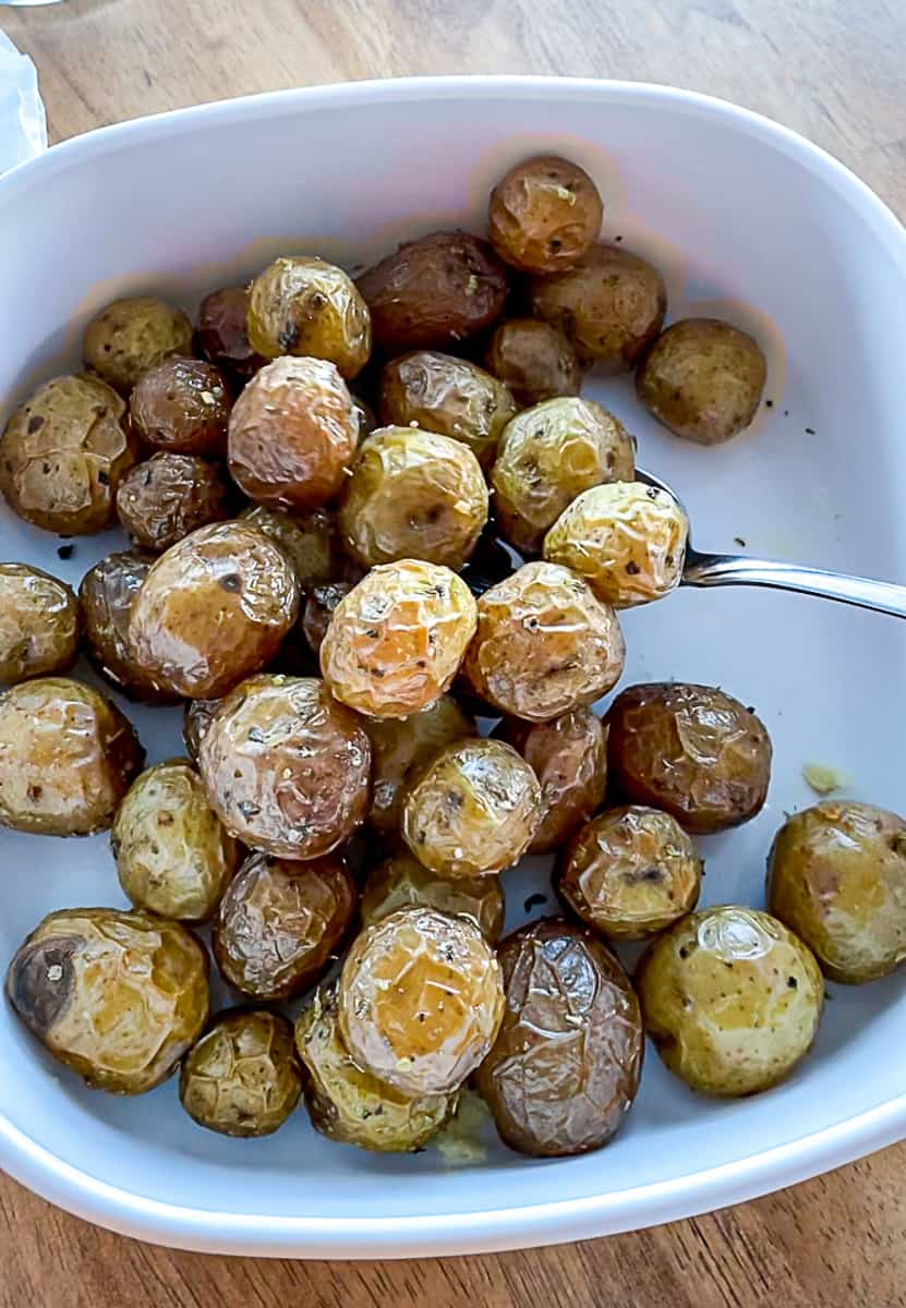 Roasted Air Fryer Baby Potatoes in a serving dish