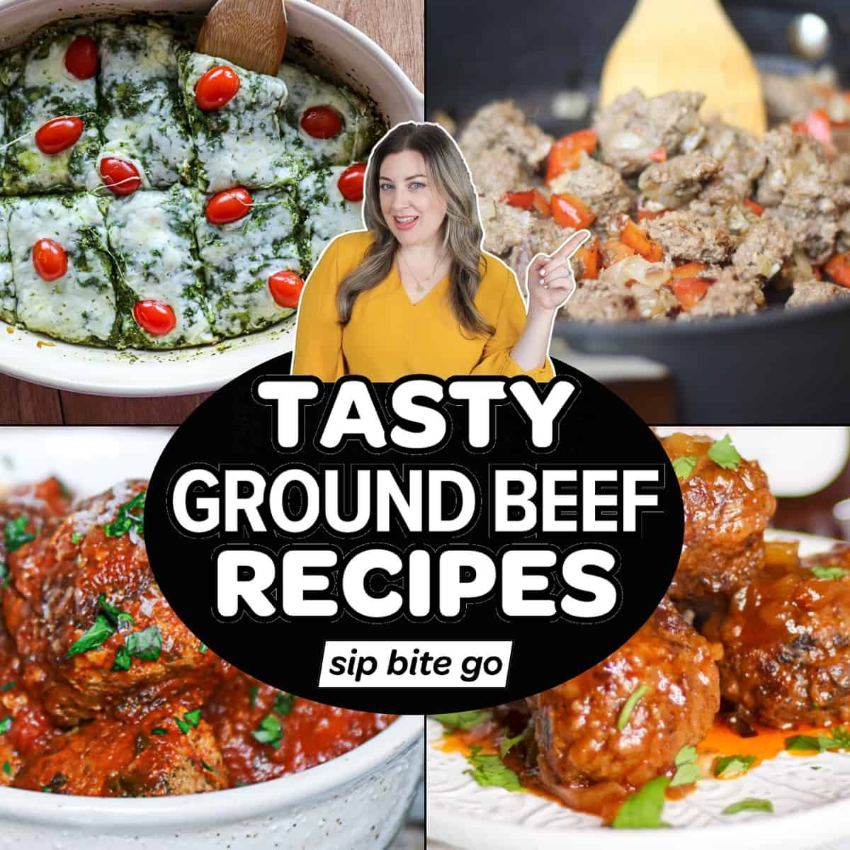 Simple Ground Beef Recipes Collage with text overlay