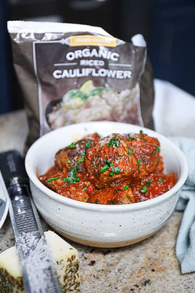 ground beef meatballs with cauliflower rice