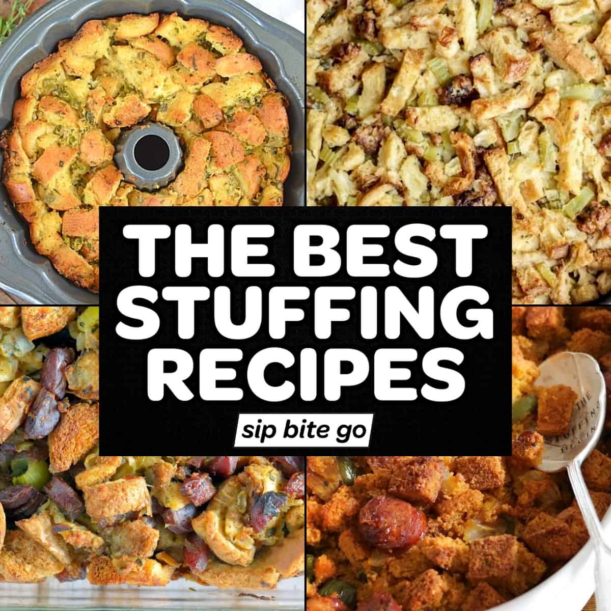 Stuffing Recipes recipe collage with text overlay.