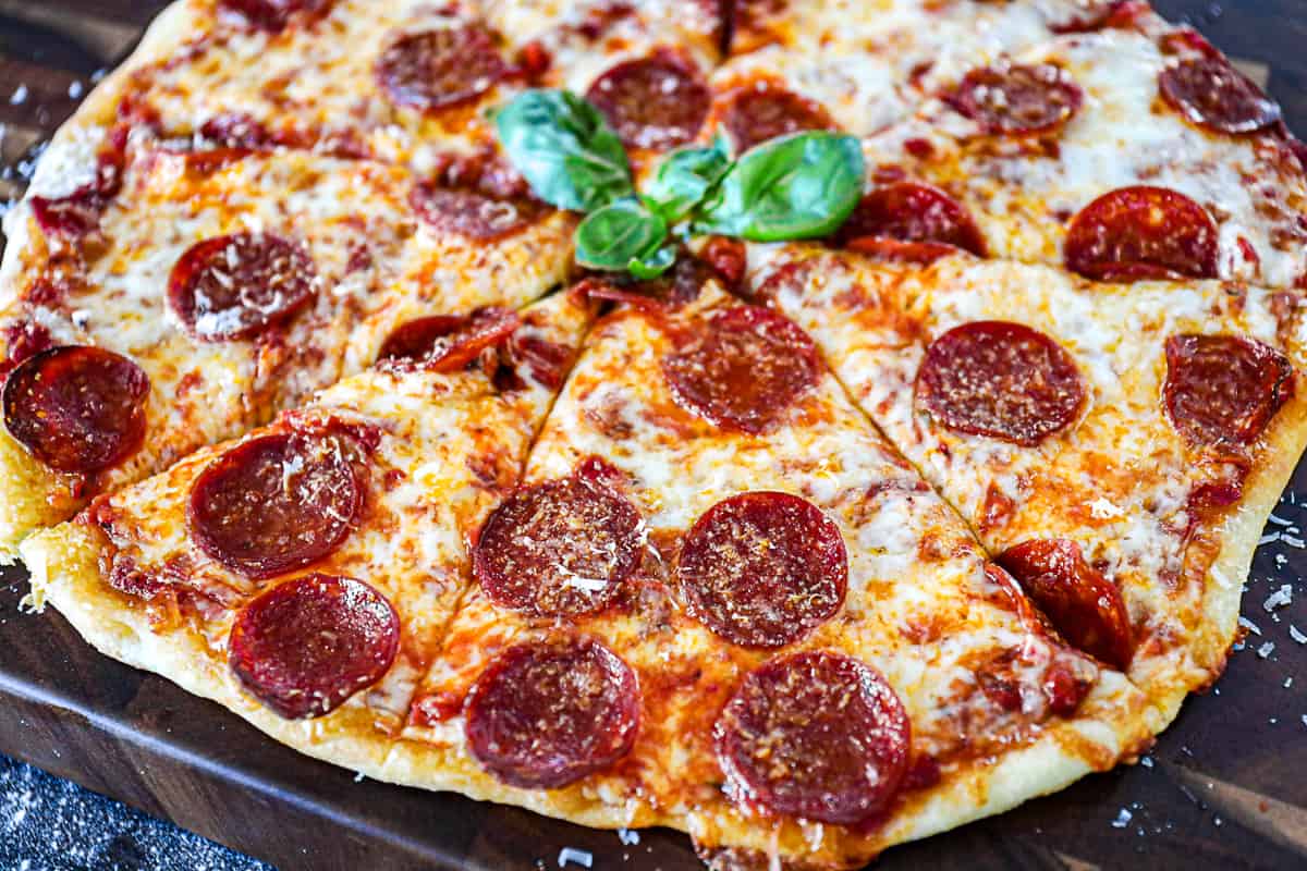 Closeup shot of Pepperoni Pizza Recipe