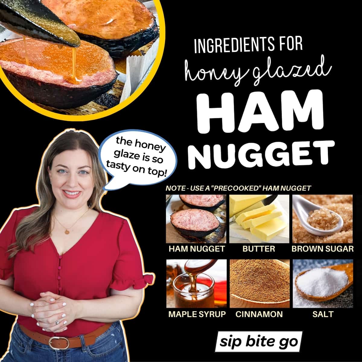 Infographic chart with Honey Glazed Ham Nugget Recipe Ingredients