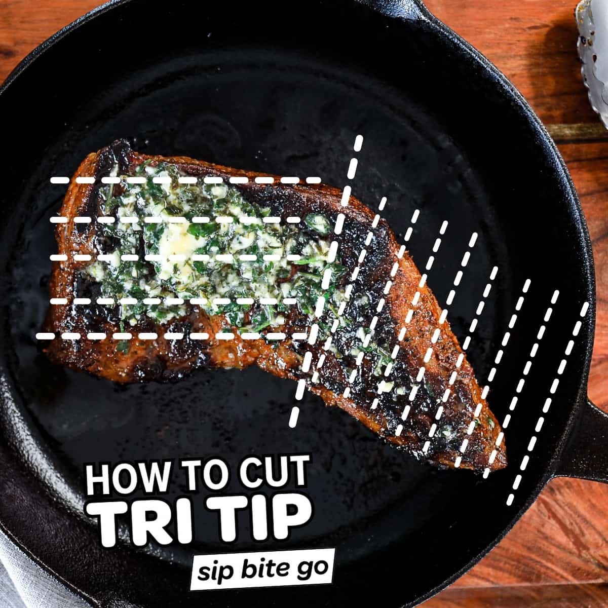 Infographic how to cut tri tip against the grain