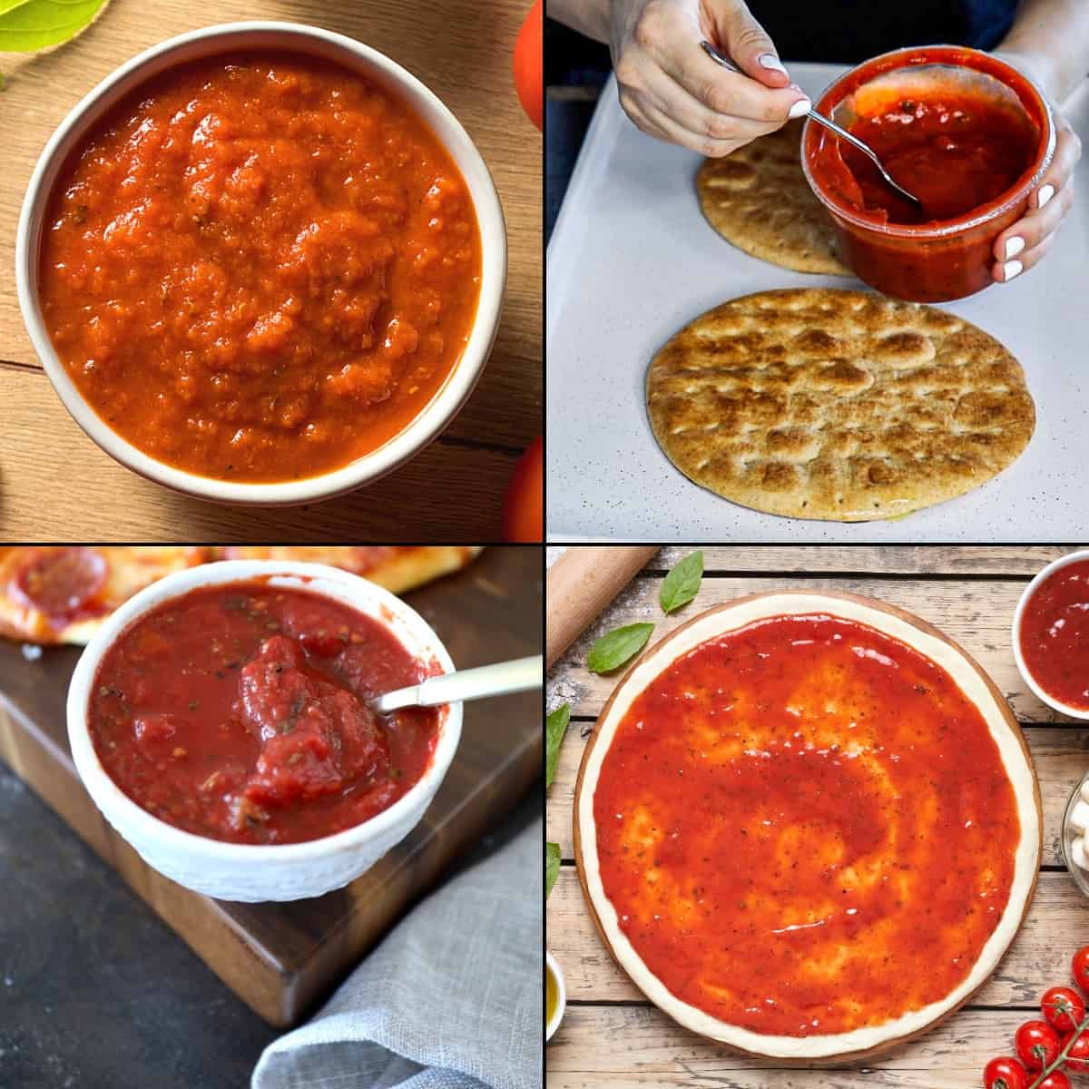 store bought pizza sauce collage