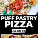 Puff Pastry Pizza Recipe photos with text overlay.