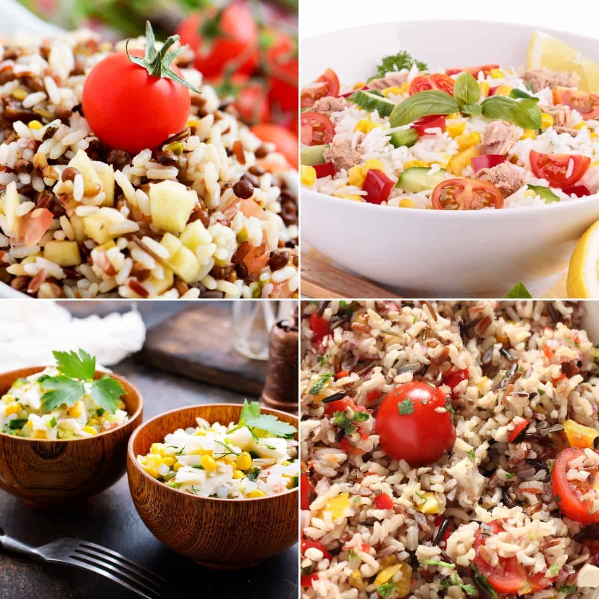 Summer rice salad recipes collage