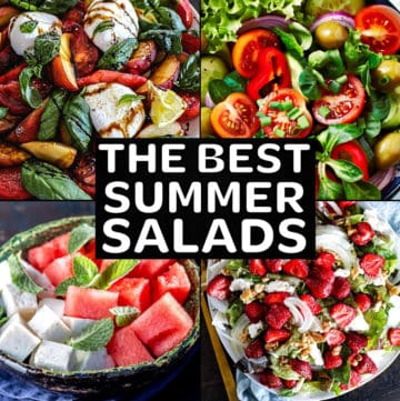 The best summer salads collage with text overlay.