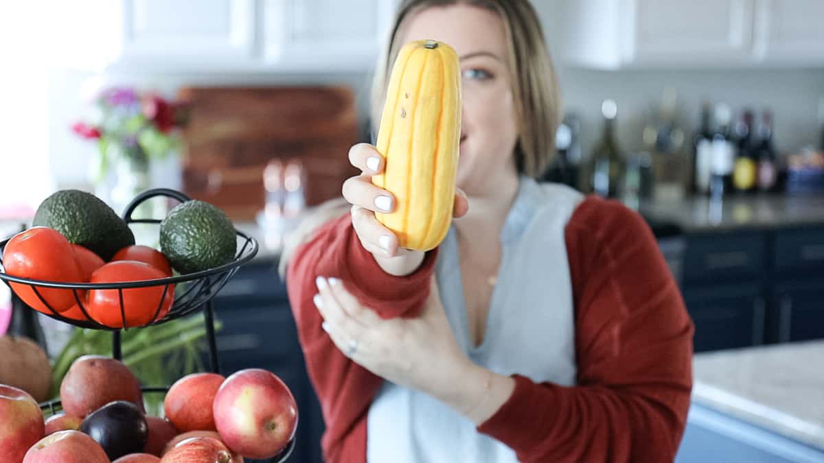 holding Delicata Squash Fall Vegetable