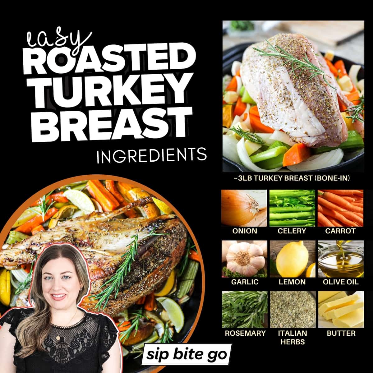 Infographic with Ingredients for Roasted Turkey Breast