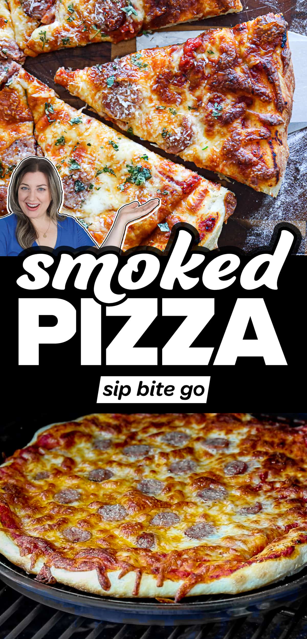 Smoked Traeger Pizza Recipe images with text overlay