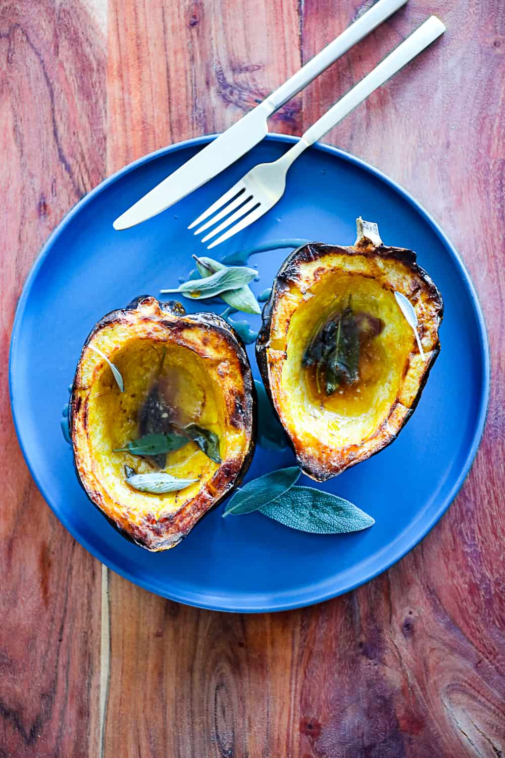 Air Fryer Acorn Squash with maple syrup and sage