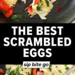 Best scrambled eggs recipe photos with text overlay