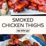 Smoked Chicken Thighs Recipe collage with text overlay