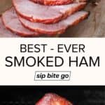 traeger smoked ham recipe step images with text overlay