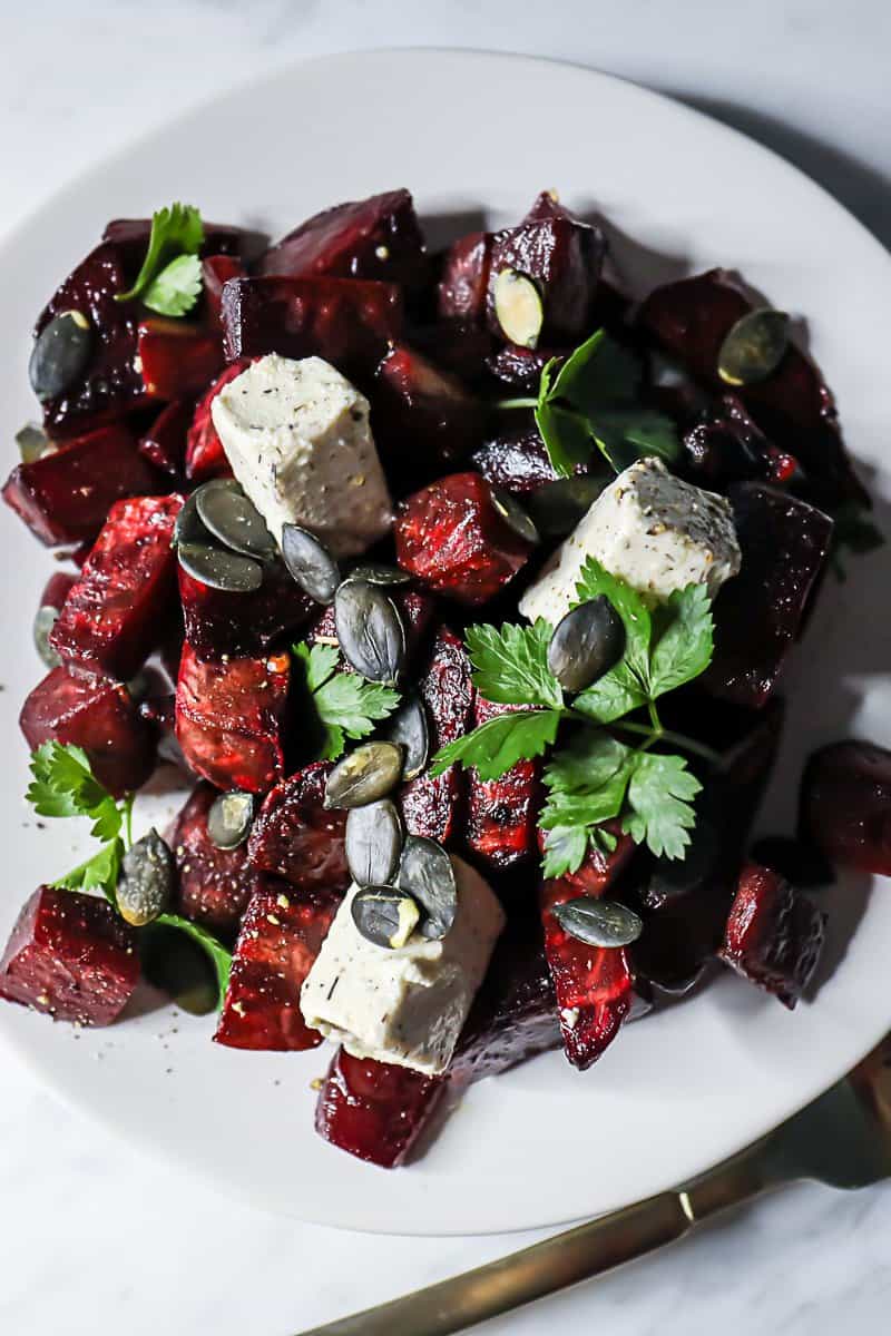 Oven Roasted Beets With Goat Cheese Salad
