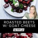 Oven Roasted Beets With Goat Cheese recipe images with text overlay