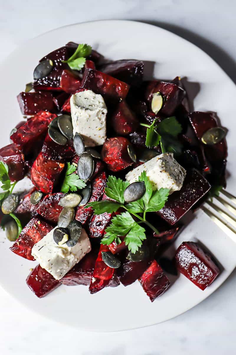 Salad With Goat Cheese And Roasted Beets In Oven Sip Bite Go