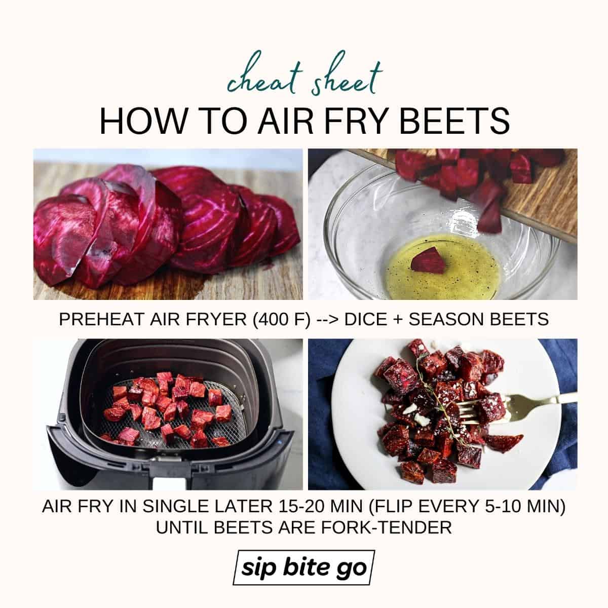 infographic demonstrating how to air fry beets